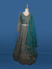 Green Floral Embroidery Bridal Net Lehenga - Diadem