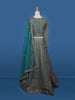 Green Floral Embroidery Bridal Net Lehenga - Diadem
