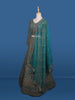 Green Floral Embroidery Bridal Net Lehenga - Diadem