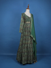 Green Floral Motif Bead Work Cotton Gown - Diadem