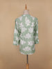 Green Floral Printed Cotton Kurti Top - Diadem