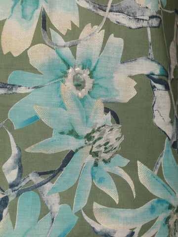 Green Floral Printed Cotton Salwar Suit - Diadem