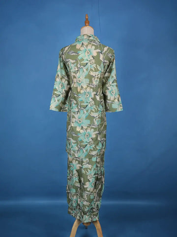 Green Floral Printed Cotton Salwar Suit - Diadem