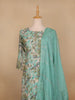 Green Floral Prints Cotton Straight Cut Salwar Suit - Diadem