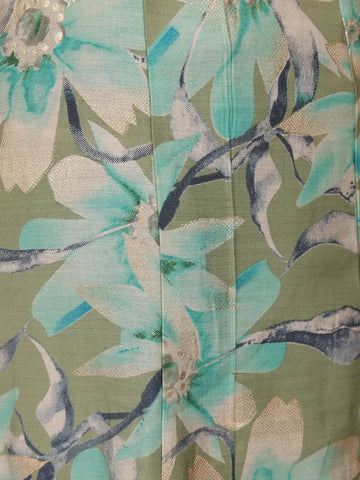 Green Floral Prints Cotton Straight Cut Salwar Suit - Diadem