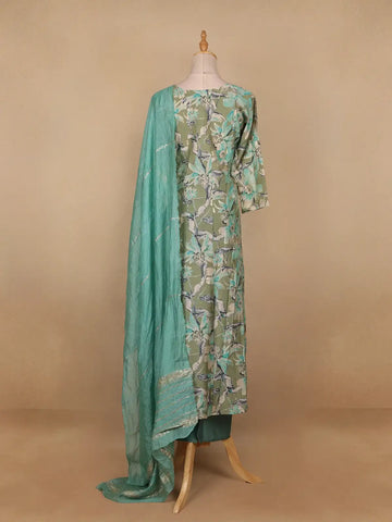 Green Floral Prints Cotton Straight Cut Salwar Suit - Diadem