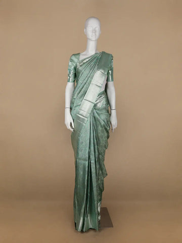 Green Floral Woven Pure Kanchipuram Silk Saree - Diadem