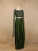 Green Net Embroidered Designed Indowestern Lehenga - Diadem