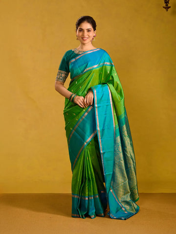 Green Paisley Design Pure Kanchipuram Silk Saree - Diadem