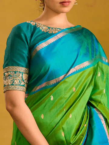 Green Paisley Design Pure Kanchipuram Silk Saree - Diadem