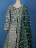 Green Stone And Floral Embroidery Net Bridesmaid Gown - Diadem