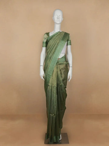 Green Stripes Designed Organza Designer Saree - Diadem