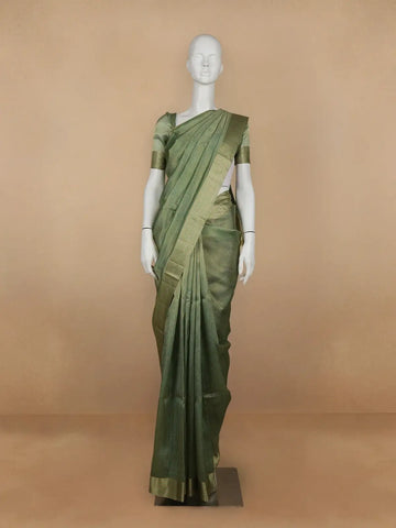 Green Stripes Designed Organza Designer Saree - Diadem