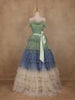 Green and Blue Ombre Tiered Ruffle Ball Gown in Tulle Net - Diadem