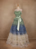 Green and Blue Ombre Tiered Ruffle Ball Gown in Tulle Net - Diadem