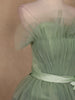 Green and Blue Ombre Tiered Ruffle Ball Gown in Tulle Net - Diadem