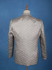 Grey Arrow Design Jacquard Men's Suit with Embroidered Collar and Pocket Detailing