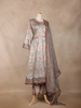 Grey Floral Design Cotton Palazzo Suit - Diadem