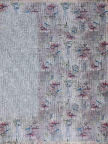 Grey Floral Design Tussar Silk Saree - Diadem