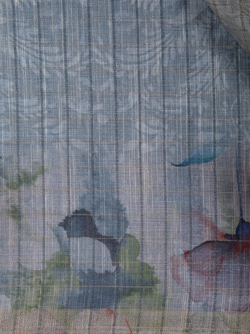 Grey Floral Design Tussar Silk Saree - Diadem