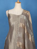 Grey Floral Design Woven Banarasi Silk Salwar Suit - Diadem