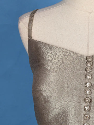 Grey Floral Design Woven Banarasi Silk Salwar Suit - Diadem