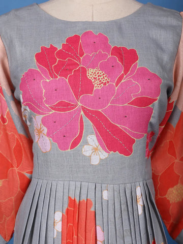 Grey Floral Designed Cotton Kurti - Diadem