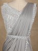 Grey Sequins Embroidered Lyrca Ready To Wear Saree With Designer Blouse