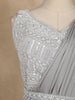 Grey Sequins Embroidered Lyrca Ready To Wear Saree With Designer Blouse