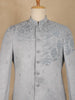 Grey Sequins Embroidered Viscose Men’s Suit - Diadem