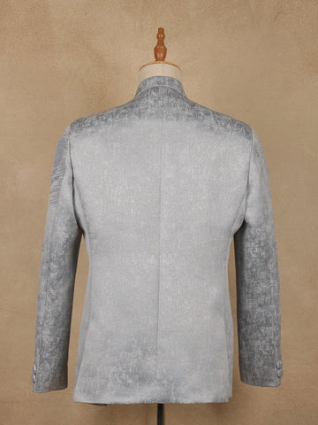 Grey Sequins Embroidered Viscose Men’s Suit - Diadem