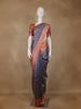 Gray Zigzag Design Tussar Silk Saree With Contrast Border - Diadem