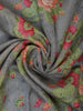 Grey Floral Designed Chanderi Cotton Saree - Diadem