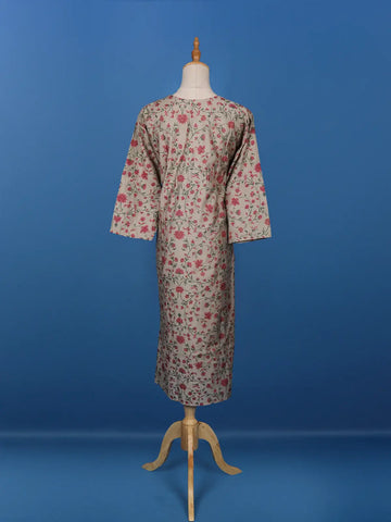 Grey Floral Designed Cotton Kurti - Diadem