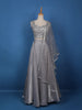 Grey Floral Designed Organza Bridesmaid Lehenga - Diadem