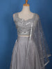 Grey Floral Designed Organza Bridesmaid Lehenga - Diadem