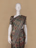 Grey Floral Designed Soft Silk Saree - Diadem