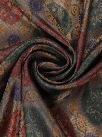 Grey Floral Designed Soft Silk Saree - Diadem