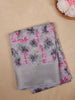 Grey Floral Printed Cotton Saree - Diadem