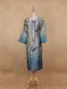 Grey Floral Printed Semi Silk Kurti - Diadem