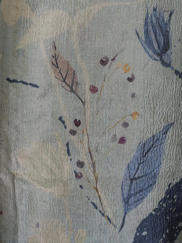 Grey Floral Printed Semi Silk Kurti - Diadem