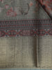 Grey and Maroon Floral Printed Design Mixed Cotton Fancy Saree with Zari Border