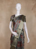 Grey and Maroon Floral Printed Design Mixed Cotton Fancy Saree with Zari Border