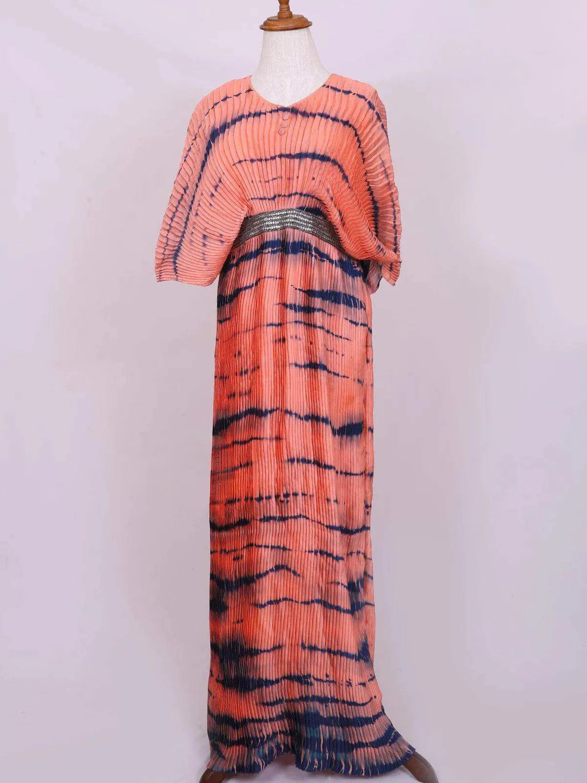 Pink with Abstract Designs Gown, V neck - Diadem