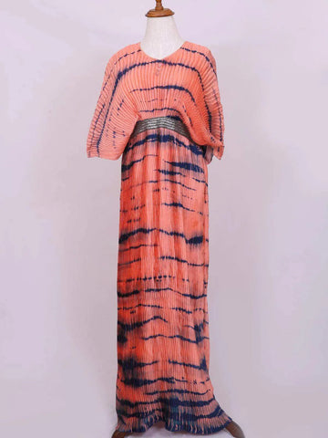 Pink with Abstract Designs Gown, V neck - Diadem