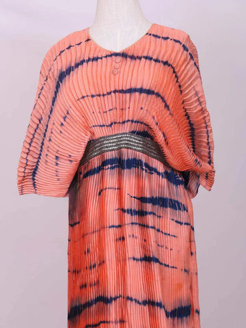 Pink with Abstract Designs Gown, V neck - Diadem