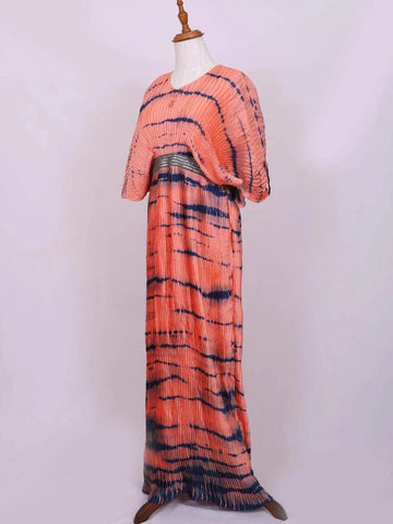 Pink with Abstract Designs Gown, V neck - Diadem