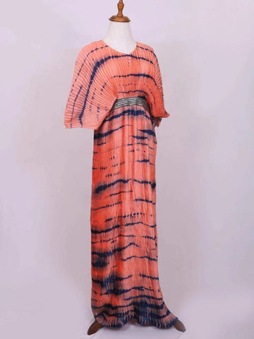 Pink with Abstract Designs Gown, V neck - Diadem