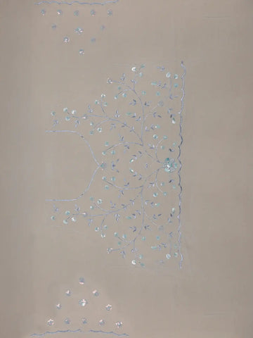 Ice Blue Floral Designed Organza Designer Saree - Diadem