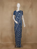 Indigo Blue Block Printed Mul Mul Cotton Saree